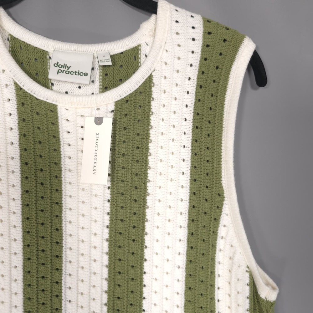 ANTHROPOLOGIE DAILY PRACTICE New Knit Mini Dress XL Sleeveless Green Striped - Picture 11 of 16